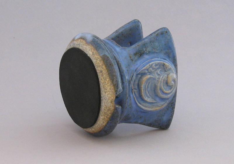 stoneware sponge holder in purple glaze