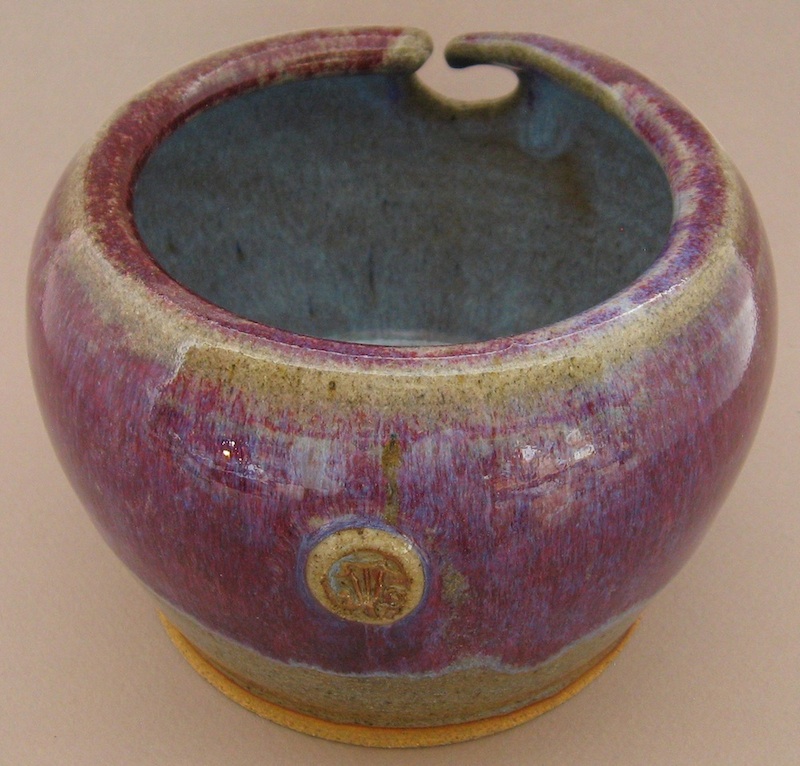 purple chun stoneware yarn bowl