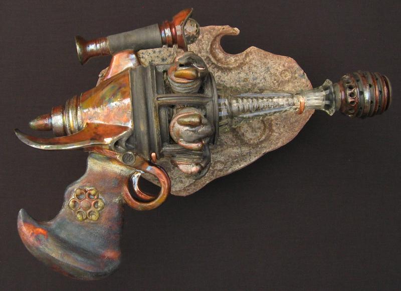 deathworld derringer ceramic sculpture steampunk art