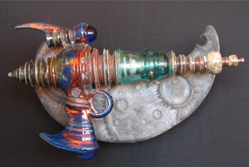 Zero Ray Raku Ray Gun Ceramic Sculpture